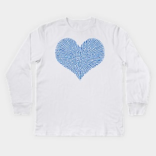 Turing Pattern Sunburst Love Heart (Blue) Kids Long Sleeve T-Shirt